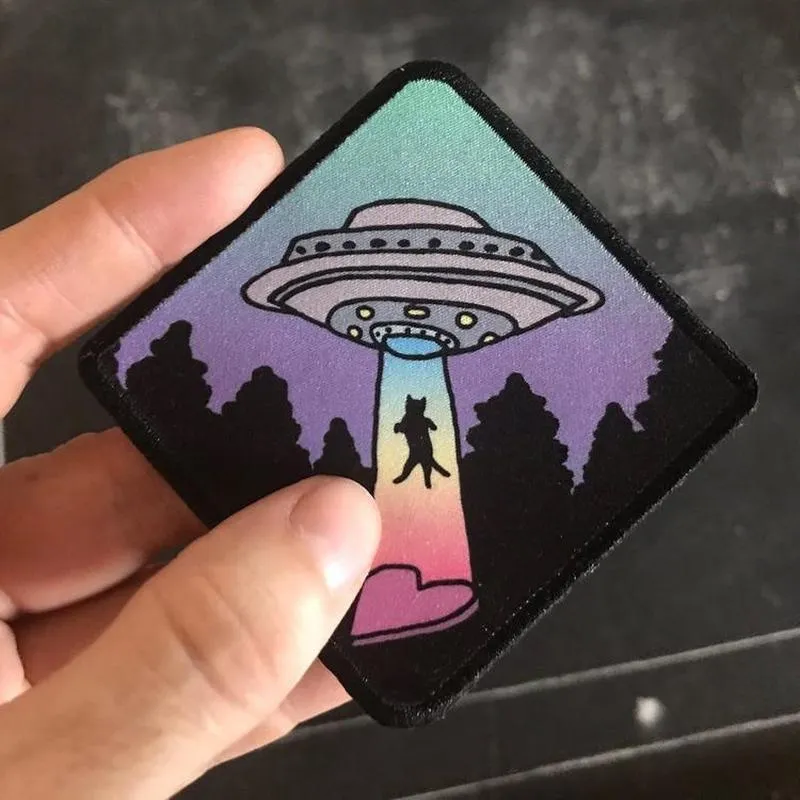 UFO Cat Printed Iron On Patch